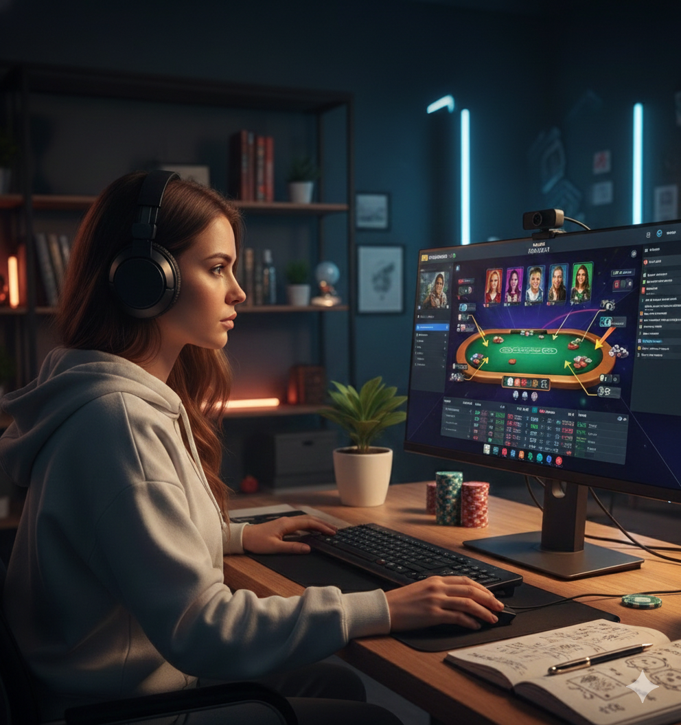 Learn how to play poker - Black jack - Girl playing poker